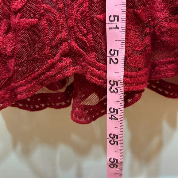 Red Lace Gothic Romantic Sheer Lace Maxi pullover Cover Up One Size - Picture 7 of 11